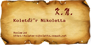 Koletár Nikoletta névjegykártya