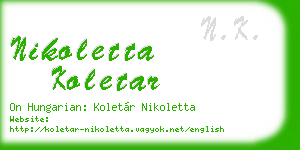 nikoletta koletar business card